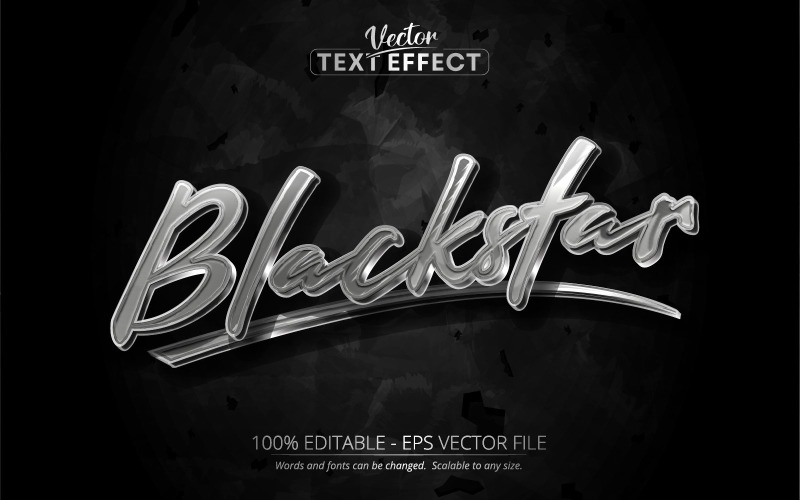 Blackstar – Szerkeszthető szövegeffektus, fekete metál és ezüst szövegstílus, grafikus illusztráció