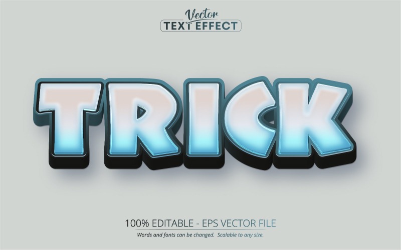 技巧 - 可编辑文本效果、卡通和冰蓝色文本样式、图形插图