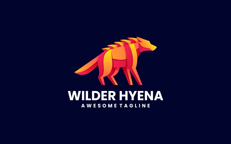Diseño de logotipo degradado de hiena