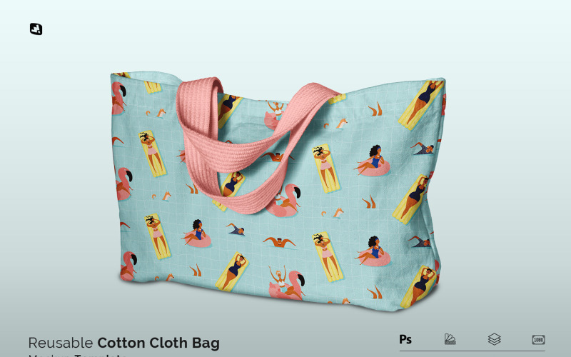 Mockup di borsa in tessuto di cotone riutilizzabile vista dall'alto