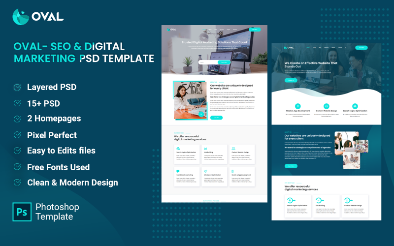 Oval - PSD-Vorlage für SEO und digitales Marketing
