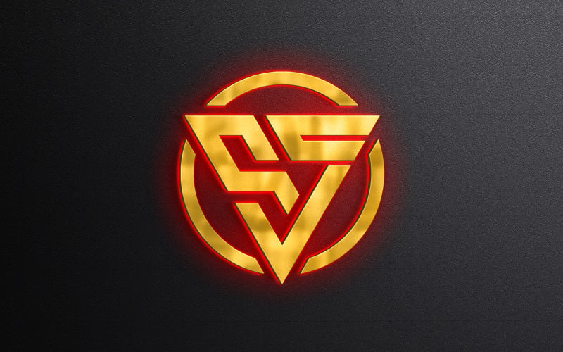 Red Neon Light 3d Gold Logo Mockup #236176 - TemplateMonster