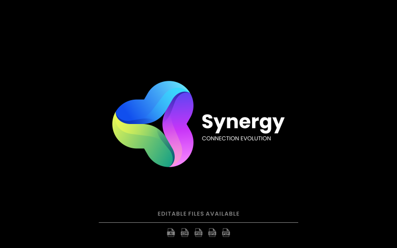 Buntes Logo mit Synergieverlauf