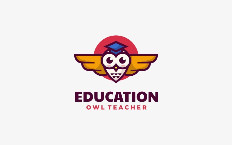 Education Owl Simple Mascot Logo #236284 - TemplateMonster