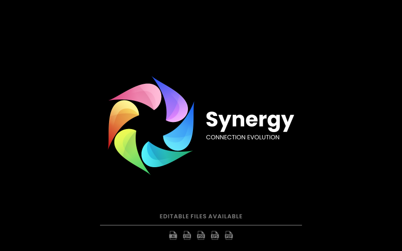 Estilo de logotipo colorido gradiente de sinergia