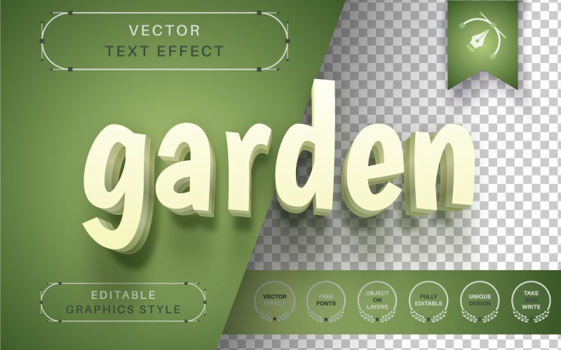 Green Garden - 可编辑的文字效果、字体样式、图形插画师