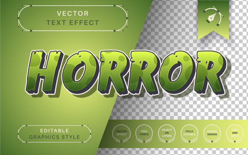 Horrortextuur - bewerkbaar teksteffect, letterstijl, grafische illustratie