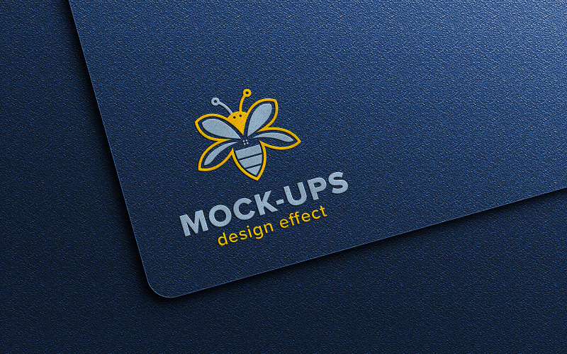 Logo Mockup with Blue Paper Emboss Effect TemplateMonster