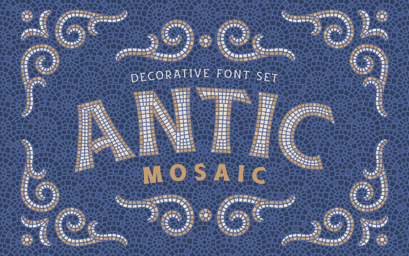 Antyczny zestaw czcionek Mosaic z dodatkową grafiką