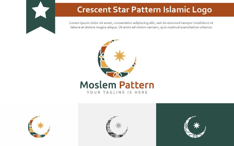 Crescent Star Pattern Art Islámská kultura Událost ramadánu Logo muslimské komunity