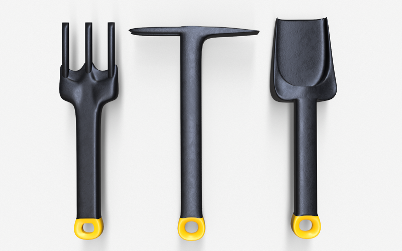 3-teiliges Gartenset Low-Poly-3D-Modell