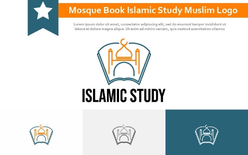 Mosquée Livre Centre Islamique Étude Islam Musulman Communauté Ligne Style Logo