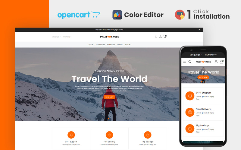 Palm Voyages Travel Store Opencart Theme