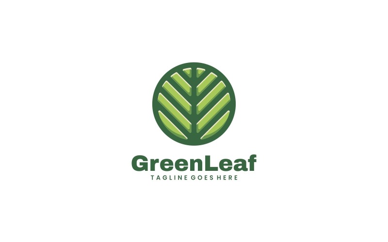 Logo de mascotte simple feuille verte
