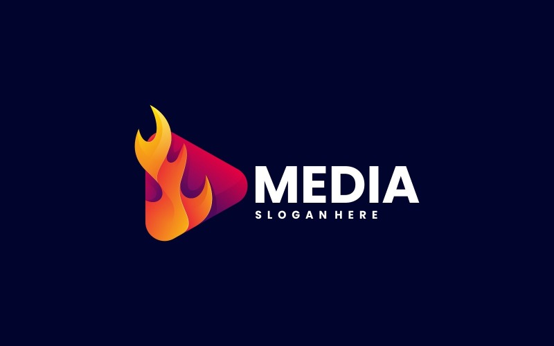 Медиа Огонь Градиент Стиль Логотипа