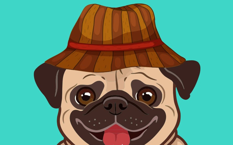 Pug Dog Drink Coffee Vector