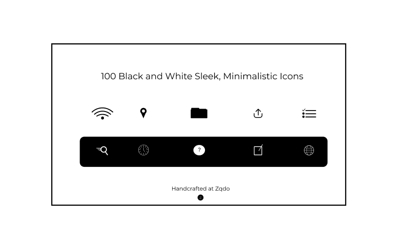 Conjunto de iconos mínimos Zqdo - 100 en blanco y negro