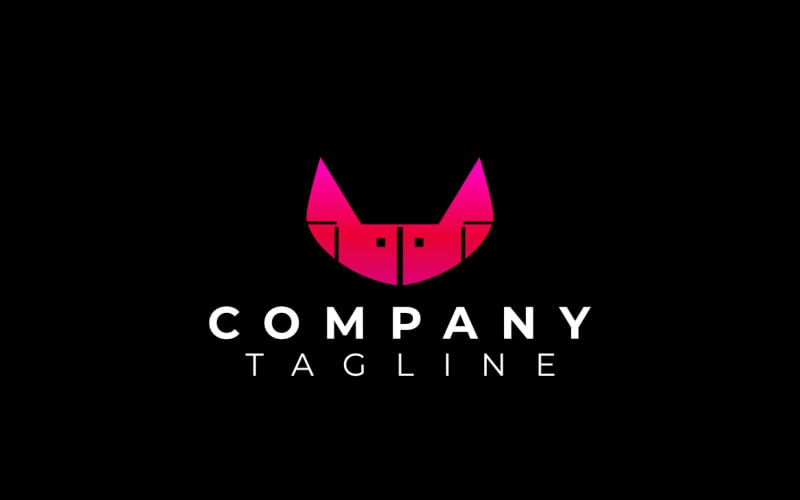Cute Girl Pink Pixel Cat Logo