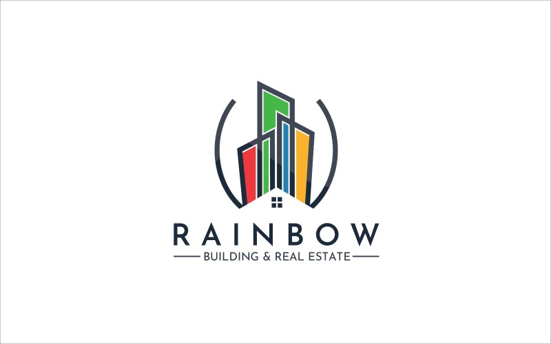 Diseño de logotipo de bienes raíces de Rainbow Building