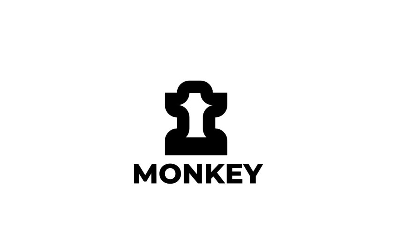 Logo de singe sans visage négatif plat unique