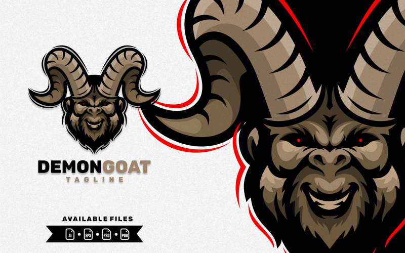 Logotipo da mascote do personagem cabeça de cabra demoníaca