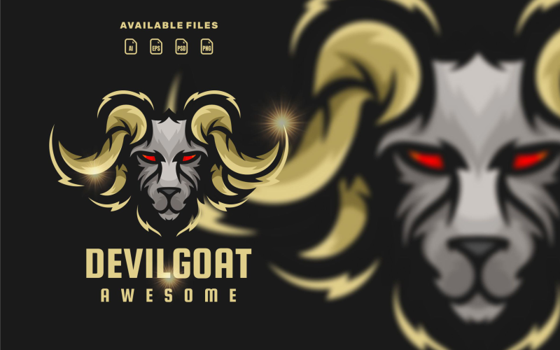 Logotipo da mascote do personagem cabeça de cabra do diabo