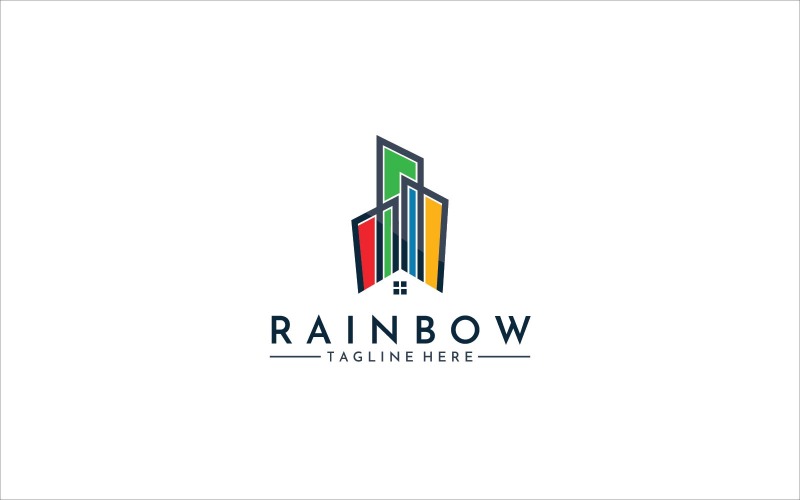 Отрицательный логотип зданий и домов