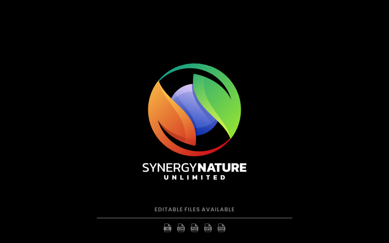 Buntes Logo mit Blatt-Synergie-Steigung