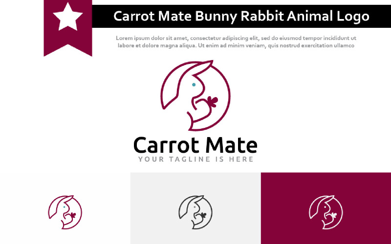 Carrot Mate Bunny Rabbit niedliches Tier Monoline Style Logo