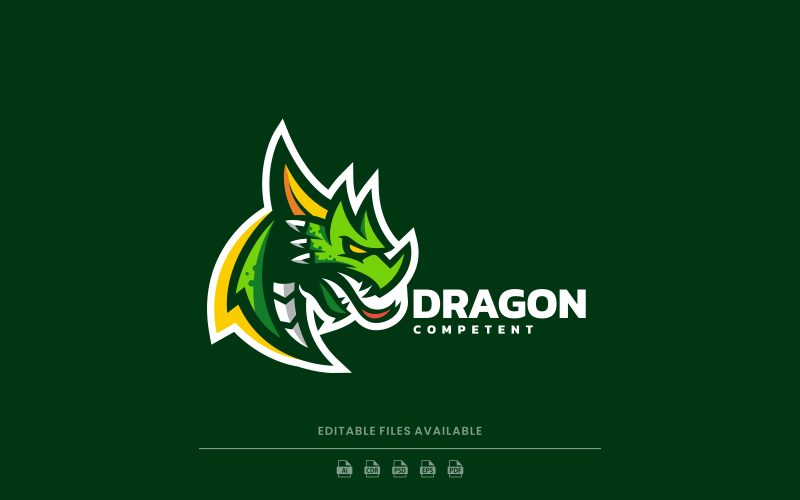 Dragon eenvoudig mascotte-logo-ontwerp