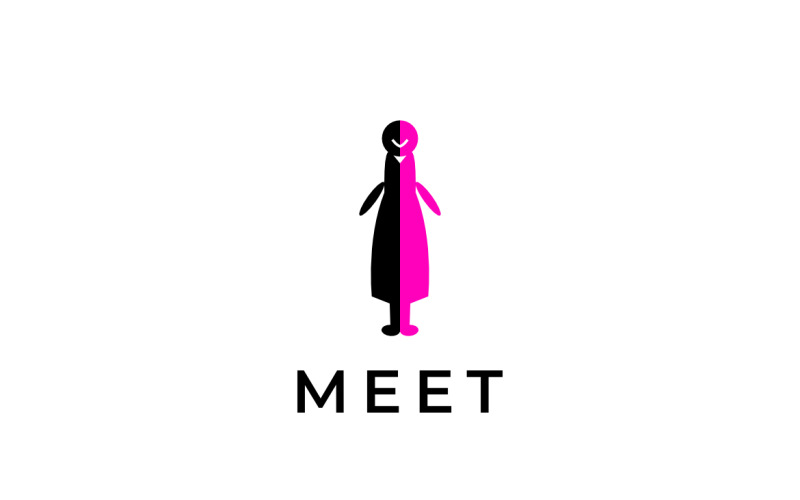 Férfi Lány Meet Személy Emberek Logo