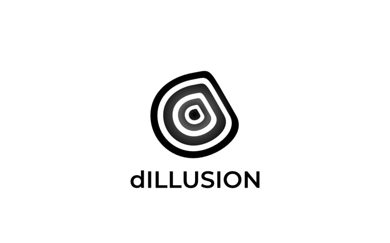 Logotipo único de ilusión de letra D
