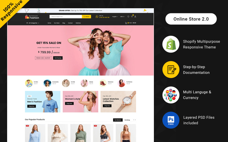 Mode - Mode och skönhet Multipurpose Shopify Store
