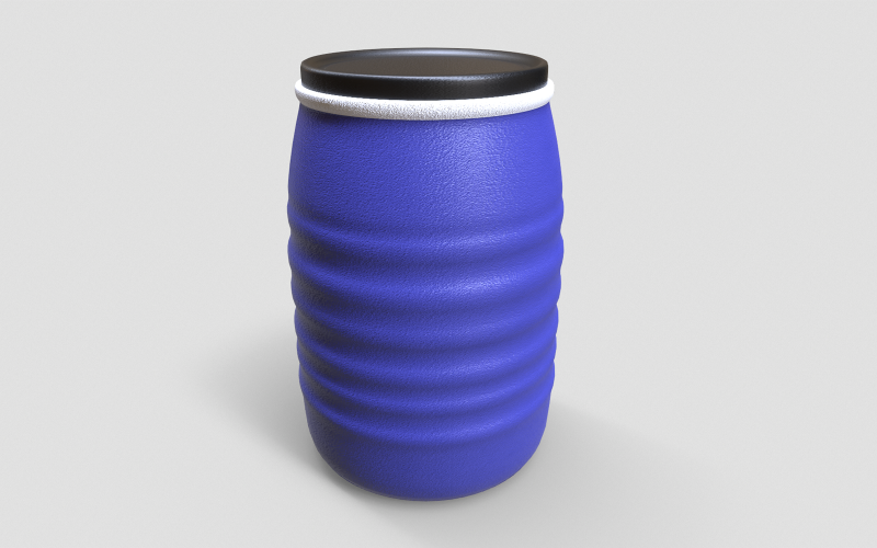 Műanyag hordós lowpoly 3d modell