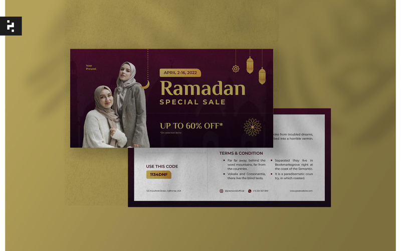 Шаблон подарункового ваучера на розпродаж Рамадану