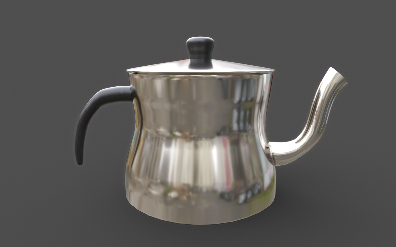 Stalen theepot Low-poly 3D-model