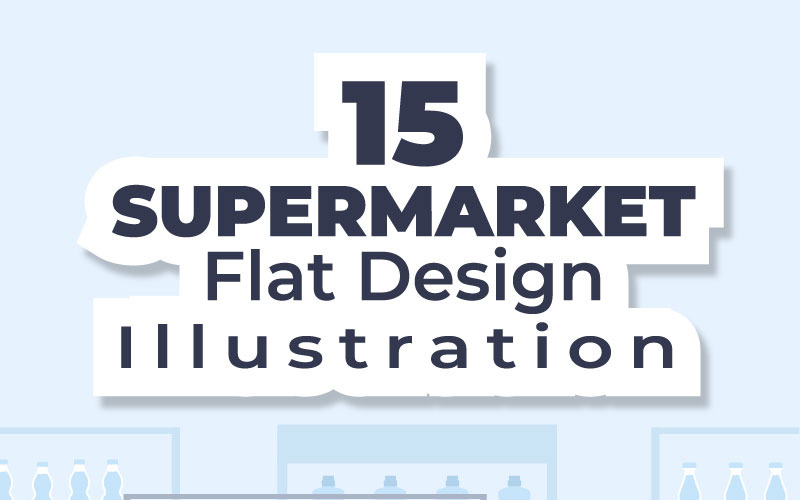 15 Supermarket Shopping Tecknad Illustration