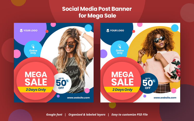 Баннер в социальных сетях Mega Sale