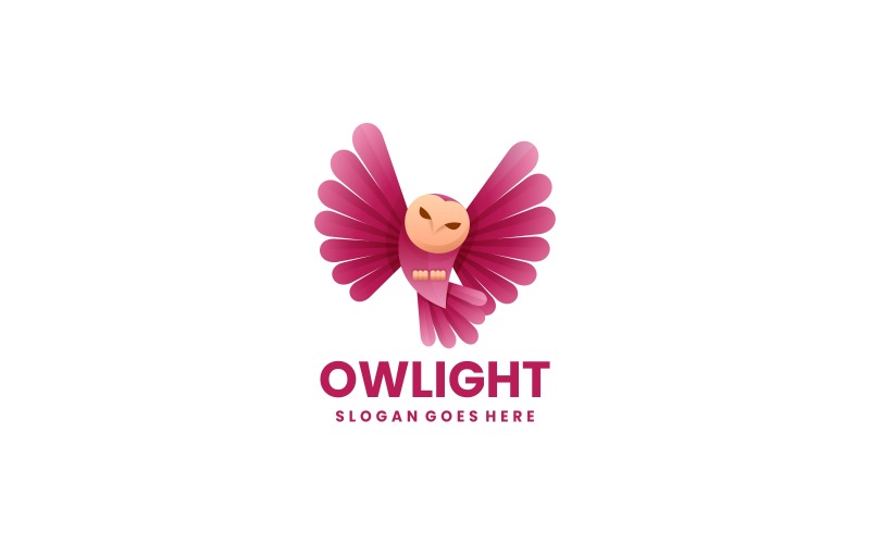 Diseño de logotipo degradado de luz de búho