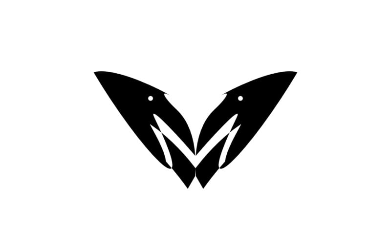 Ptačí maskot dopis MV Monogram Logo