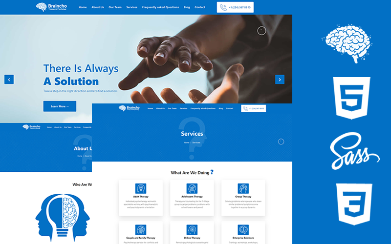 Braincho - Psycholoog, therapie en psychologische begeleiding HTML5 Css3 thema website sjabloon