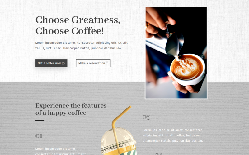 Kahve Açılış Sayfası Şablonu Elementor kiti