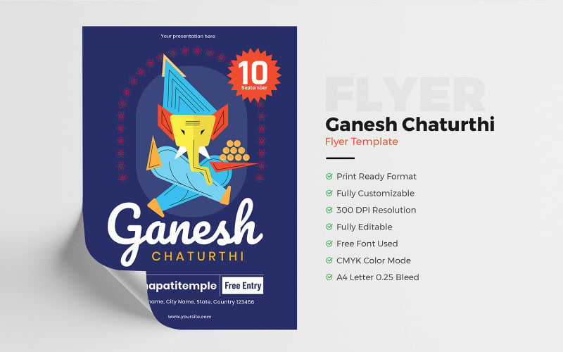 Modèle de Flyer créatif Ganesh Chaturthi