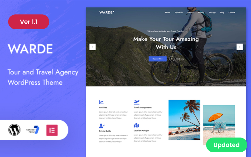 Warde – тема WordPress для цільової сторінки турів і подорожей