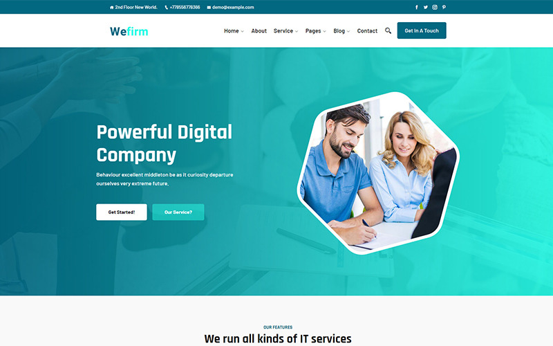 Wefirm - Tema WordPress Poderoso Empresa Digital