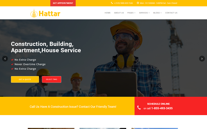 Hatar Construction Building || Адаптивний шаблон веб-сайту HTML 5