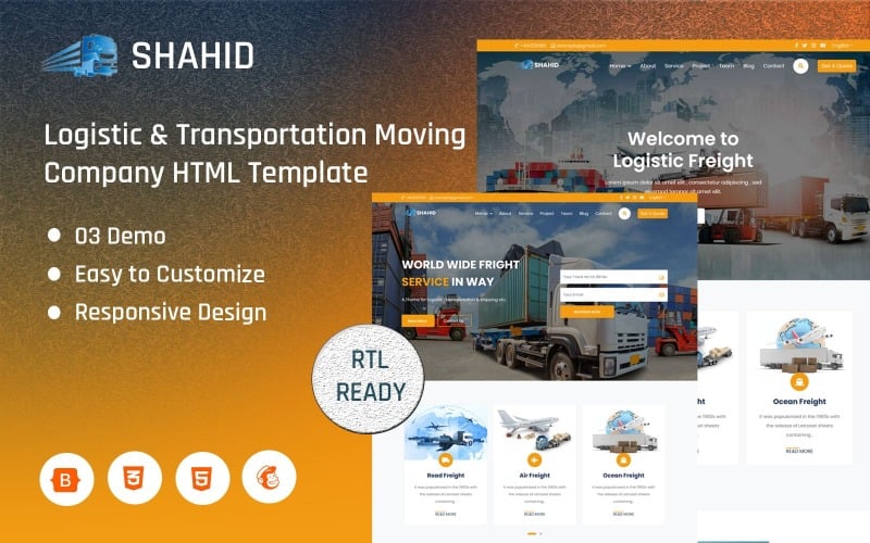 Shahid - Modèle de page d'atterrissage pour entreprise de déménagement de logistique et de transport