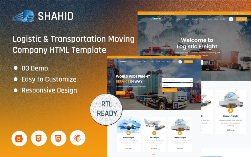 Shahid - Modello di pagina di destinazione per società di traslochi di logistica e trasporti