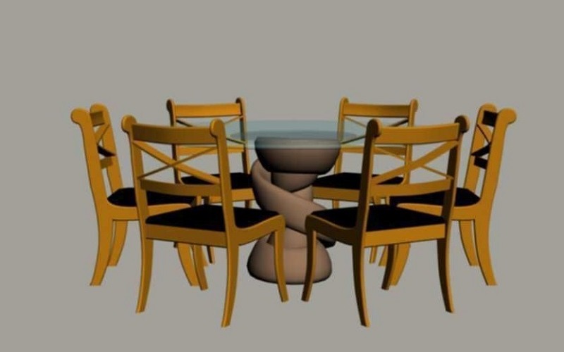 Stoelen met tafel 3D-model