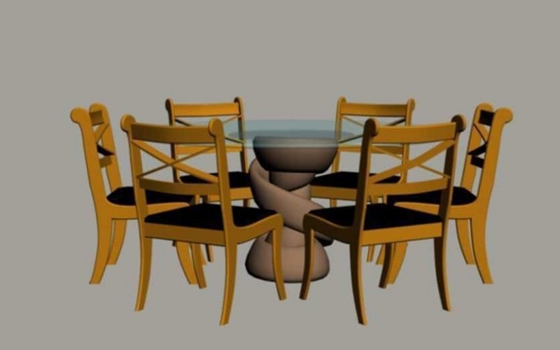 židle Se Stolem 3D Model